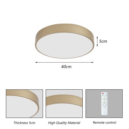 Brilagi - Димируемо таванно LED осветително тяло POOL LED/48W/230V 3000–6000K, диаметър 40 см, златисто + дистанционно управление