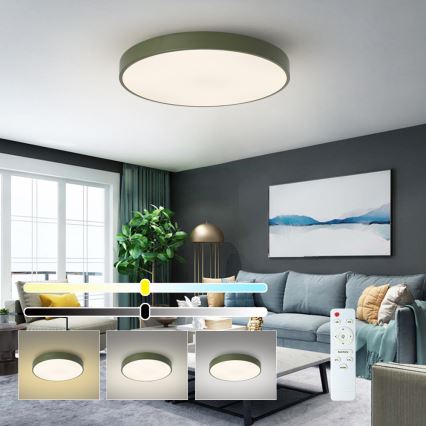 Brilagi - Димируемо LED таванно осветително тяло POOL LED/60W/230V 3000-6000K Ø 60 cm зелено + дистанционно управление