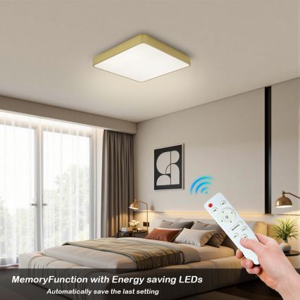 BRILAGI - Димируемо LED таванно осветително тяло POOL SQUARE LED/36W/230V 3000-6000K 40x40 cm златисто + дистанционно управление