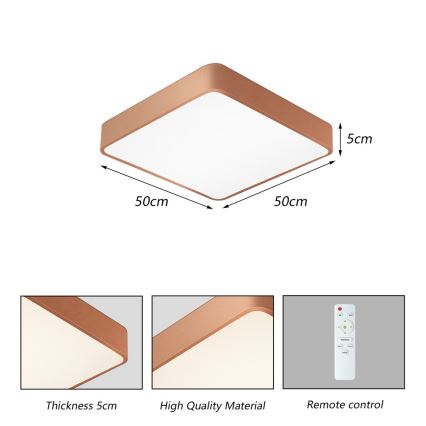 BRILAGI - LED димируема таванна лампа POOL SQUARE LED/48W/230V 3000-6000K 50x50 cm бронзова + дистанционно управление