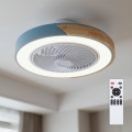 Brilagi - LED Димируемо таванно осветително тяло с вентилатор LED/38W/230V 3000-6500K 3000-6500K диам. 50 cm син/дъб + с дистанционно управление