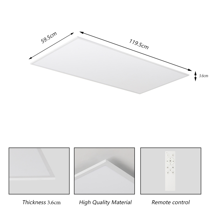 Brilagi - димируемо LED таванно осветително тяло SLIMFRAME LED/80W/230V 120x60 cm 3000-6000K бяло + дистанционно управление