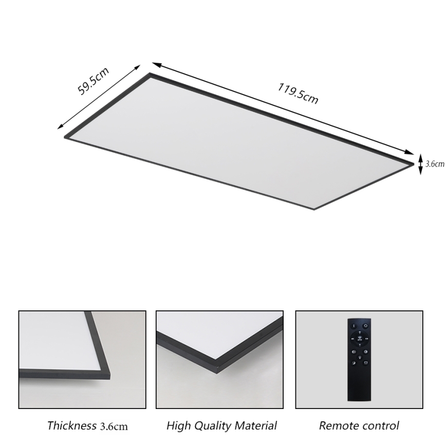 Brilagi - димируемо таванно LED осветително тяло SLIMFRAME LED/80W/230V 120x60 cm 3000-6000K черно + дистанционно управление