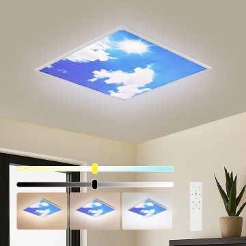 Brilagi - LED Димируемо таванно осветително тяло SLIMFRAME SKY LED/58W/230V 60x60 cm 3000-6000K сребристо/синьо + дистанционно управление