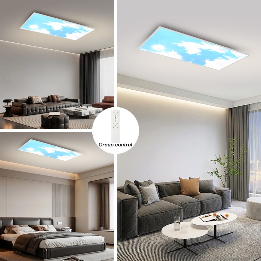 Brilagi - LED таванно осветително тяло с регулируема яркост SLIMFRAME SKY LED/80W/230V 120x60 cm 3000-6000K сребрист/син + дистанционно управление