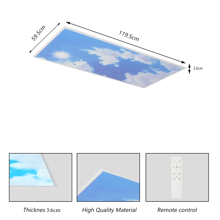 Brilagi - LED таванно осветително тяло с регулируема яркост SLIMFRAME SKY LED/80W/230V 120x60 cm 3000-6000K сребрист/син + дистанционно управление