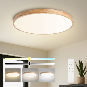 Brilagi - LED димируемо таванно осветително тяло WOODLINE LED/100W/230V 3000-6000K дъб диаметър 80 см + дистанционно управление