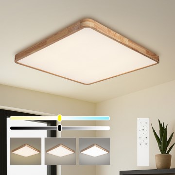 Brilagi - LED димируемо таванно осветително тяло WOODLINE SQUARE LED/100W/230V 3000-6000K дъб 80x80 см + дистанционно управление