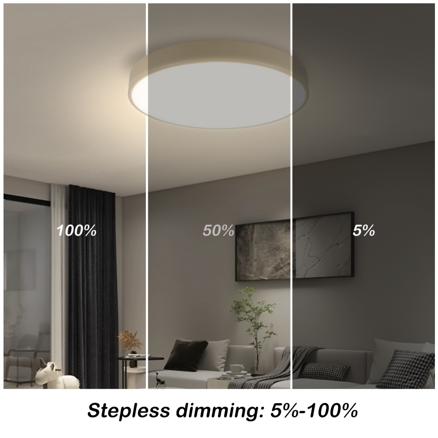 Brilagi - LED Димируемо Таванно Осветление POOL SMART LED/48W/230V диаметър 40 см Wi-Fi Tuya бежов + дистанционно