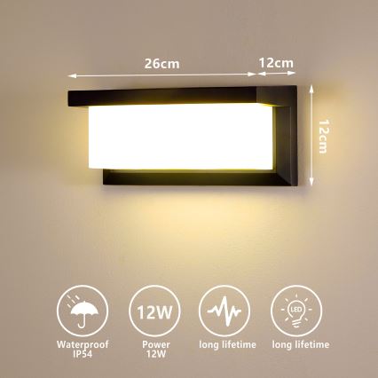 Brilagi - LED Екстериорен аплик BRICKY LED/12W/230V черен IP54