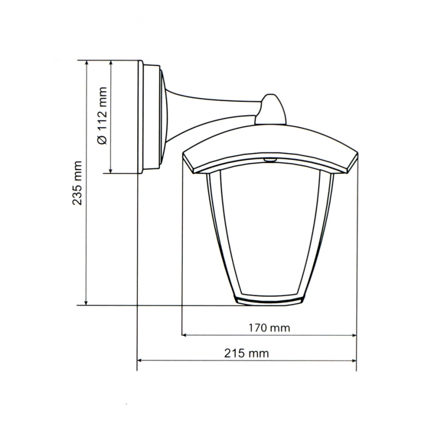 Brilagi - LED Екстериорен аплик LUNA 1xE27/60W/230V IP44
