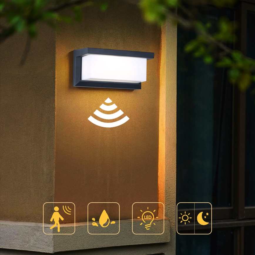 Brilagi - LED Екстериорен аплик със сензор BRICKY LED/12W/230V антрацит IP54