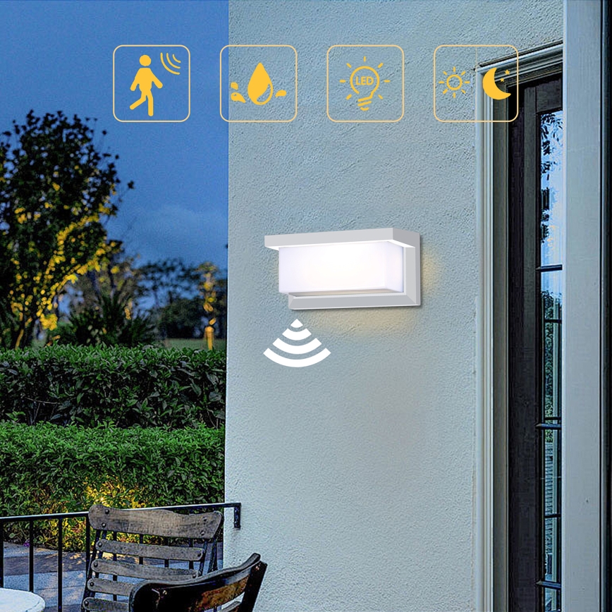 Brilagi - LED Екстериорен аплик със сензор BRICKY LED/12W/230V бял IP54
