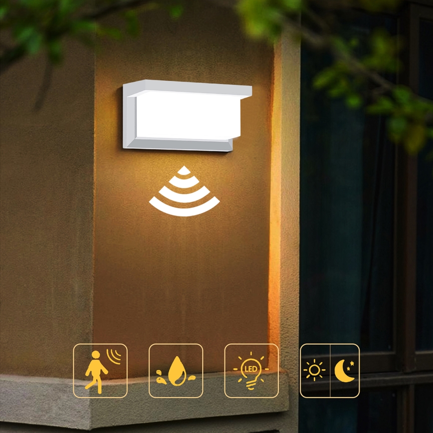 Brilagi - LED Екстериорен аплик със сензор BRICKY LED/12W/230V бял IP54