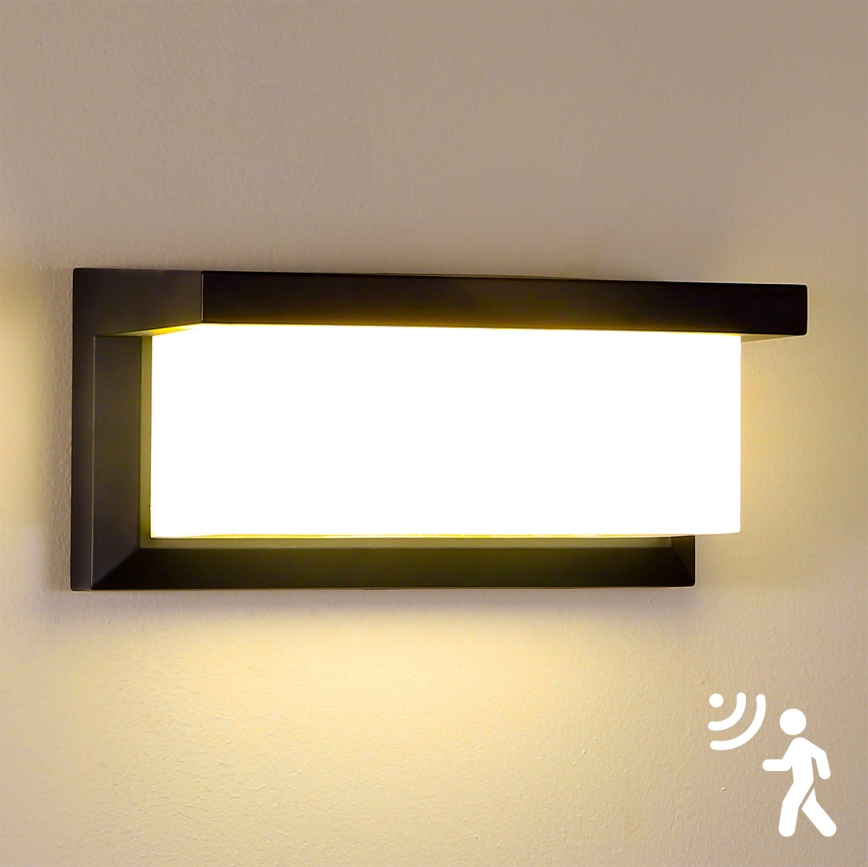 Brilagi - LED Екстериорен аплик със сензор BRICKY LED/12W/230V черен IP54