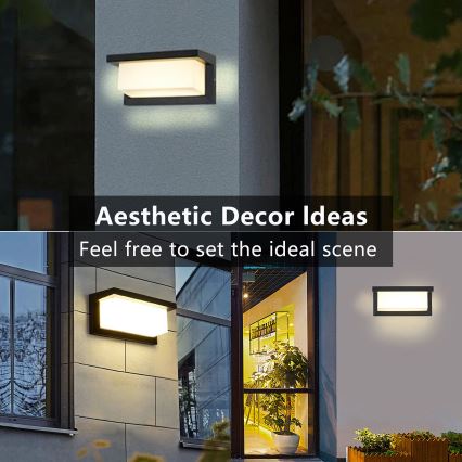 Brilagi - LED Екстериорен аплик със сензор BRICKY LED/12W/230V черен IP54