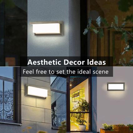 Brilagi - LED Екстериорен аплик със сензор BRICKY LED/12W/230V сив IP54
