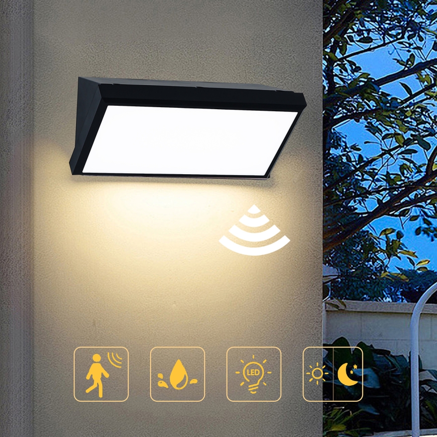 Brilagi - LED Екстериорен аплик със сензор TRIANGLE LED/20W/230V черен IP65