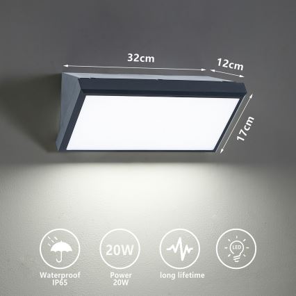 Brilagi - LED Екстериорен аплик TRIANGLE LED/20W/230V антрацит IP65