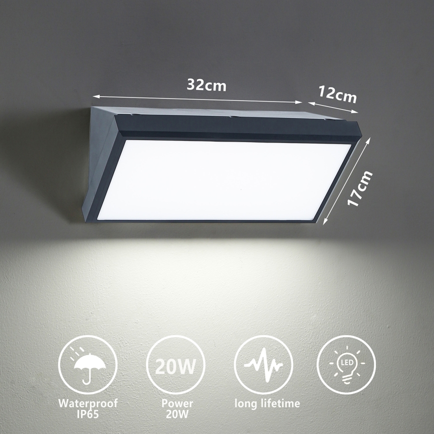Brilagi - LED Екстериорен аплик TRIANGLE LED/20W/230V антрацит IP65