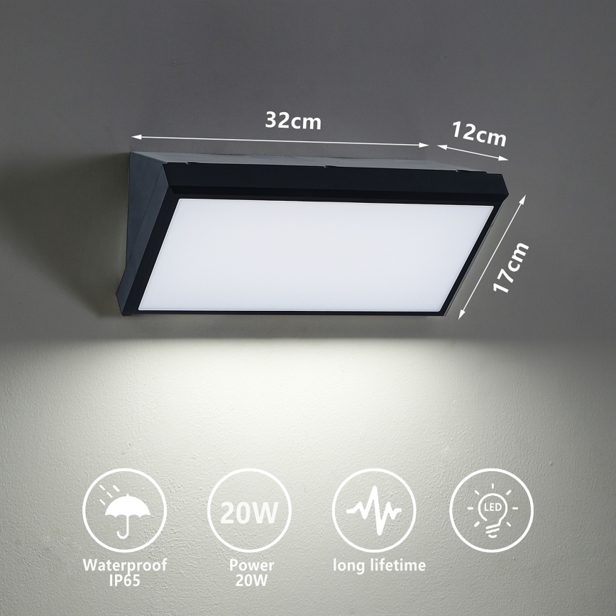 Brilagi - LED Екстериорен аплик TRIANGLE LED/20W/230V черен IP65