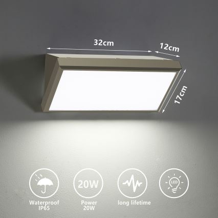 Brilagi - LED Екстериорен аплик TRIANGLE LED/20W/230V сив IP65