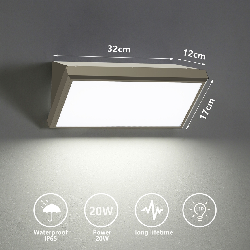 Brilagi - LED Екстериорен аплик TRIANGLE LED/20W/230V сив IP65