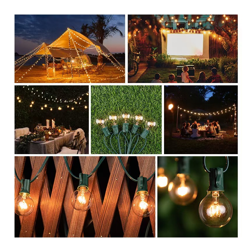 Brilagi - LED Екстериорни декоративни лампички ГИРЛЯНДА 25xE12 20m зелен IP44 топло бяло