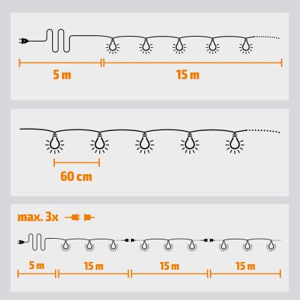 Brilagi - LED Екстериорни декоративни лампички ГИРЛЯНДА 25xE12 20 м IP44 студено бяло