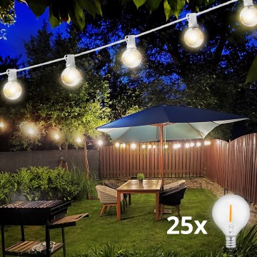 Brilagi - LED Екстериорни декоративни лампички ГИРЛЯНДА 25xE12 20m бял IP44 топло бяло