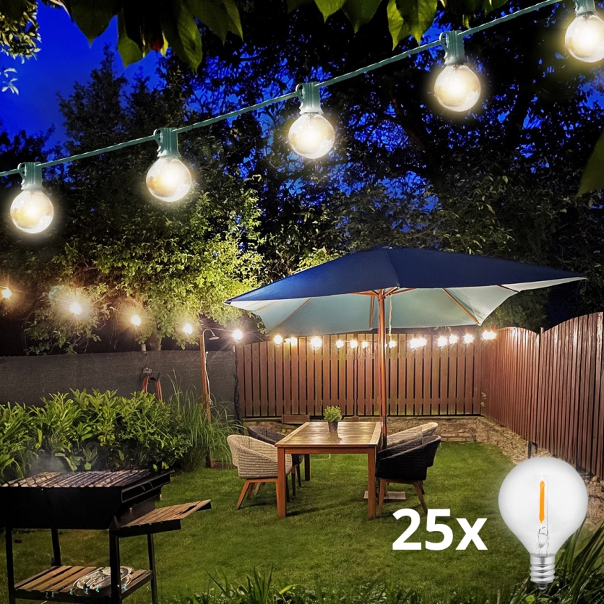 Brilagi - LED Екстериорни декоративни лампички ГИРЛЯНДА 25xE12 20m зелен IP44 топло бяло