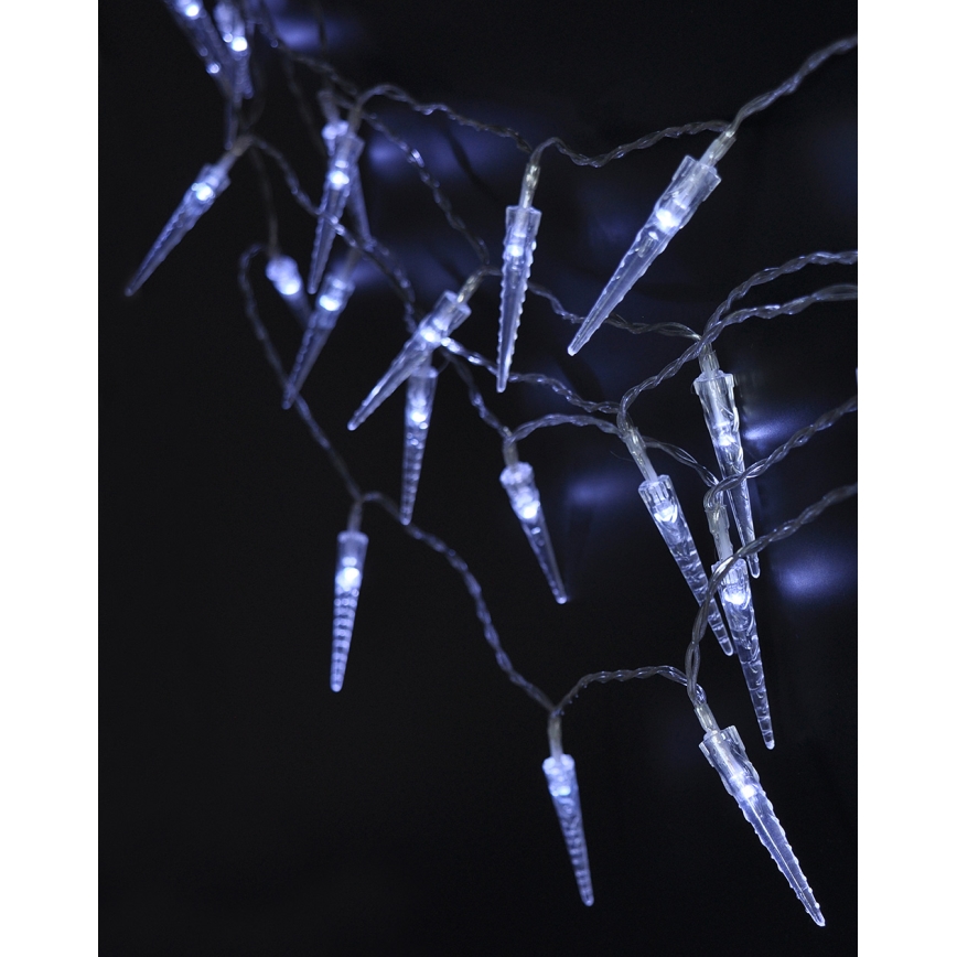 Brilagi - LED Екстериорни Коледни лампички 50xLED/8 функции/3xAA 8м IP44 студено бели