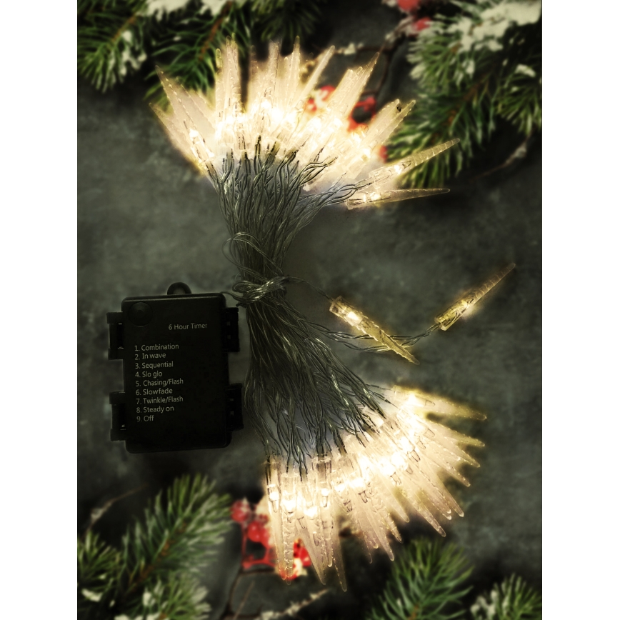 Brilagi - LED Екстериорни Коледни лампички 50xLED/8 функции/3xAA 8м IP44 топло бели