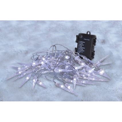 Brilagi - LED Екстериорни Коледни лампички 50xLED/8 функции/3xAA 8м IP44 студено бели