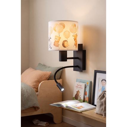 Brilagi - LED детска гъвкава стенна лампа BOBO 1xE27/25W/230V + LED/3W черна/бяла/с животински мотиви