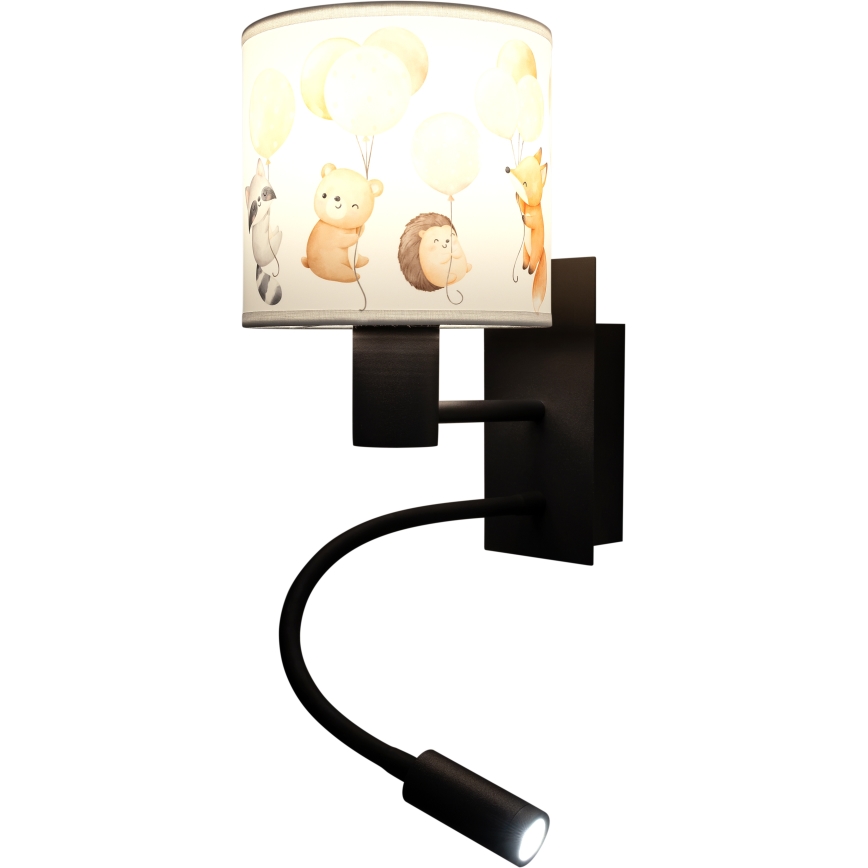Brilagi - LED детска гъвкава стенна лампа BOBO 1xE27/25W/230V + LED/3W черна/бяла/с животински мотиви