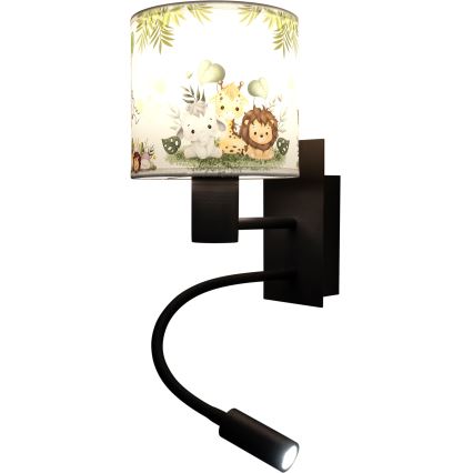 BRILAGI - LED детска гъвкава стенна лампа BOBO 1xE27/25W/230V + LED/3W черна/бяла/зелена/джунгла