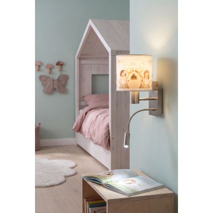 Brilagi - LED гъвкава детска настенна лампа BOBO 1xE27/25W/230V + LED/3W матов хром/бяла/розова/феи