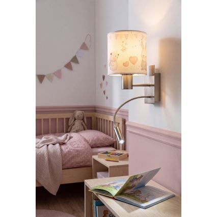 Brilagi - LED детска гъвкава стенна лампа BOBO 1xE27/25W/230V + LED/3W матов хром/кремова/зайченца