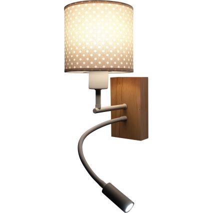 Brilagi - LED детска гъвкава стенна лампа BOBO WOOD 1xE27/25W/230V + LED/3W дъб/бяла/бежова/на точки