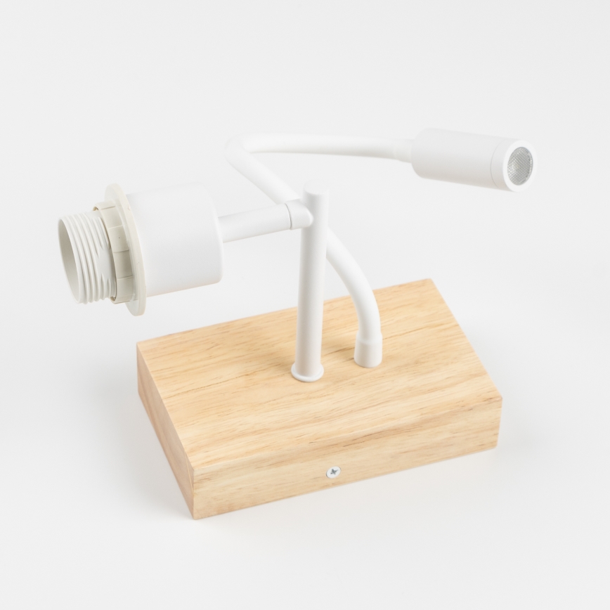 Brilagi - LED детска гъвкава стенна лампа BOBO WOOD 1xE27/25W/230V + LED/3W дъб/бяла/бежова/на точки