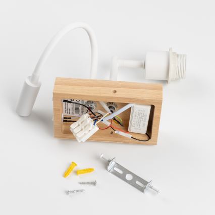 Brilagi - LED детска гъвкава стенна лампа BOBO WOOD 1xE27/25W/230V + LED/3W дъб/бяла/бежова/на точки