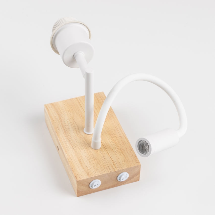 Brilagi - LED детска гъвкава стенна лампа BOBO WOOD 1xE27/25W/230V + LED/3W дъб/бяла/розова/балетни пантофки