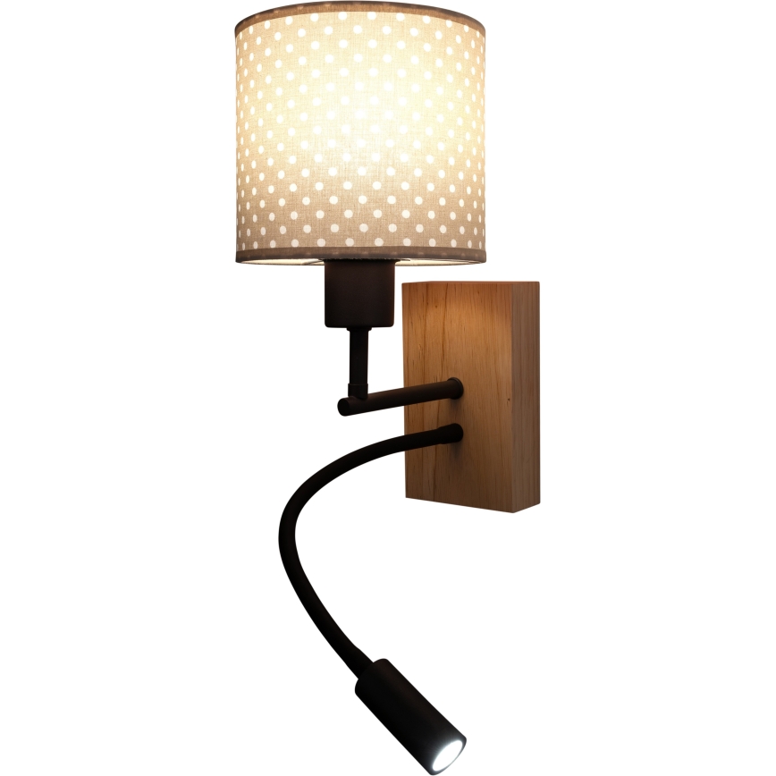 Brilagi - LED детска гъвкава стенна лампа BOBO WOOD 1xE27/25W/230V + LED/3W дъб/черен/бежов/на точки
