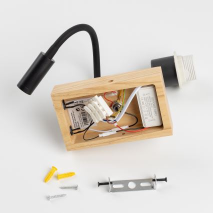 Brilagi - LED детска гъвкава стенна лампа BOBO WOOD 1xE27/25W/230V + LED/3W дъб/черен/бял/розов/феи