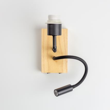 Brilagi - LED Детска гъвкава стенна лампа BOBO WOOD 1xE27/25W/230V + LED/3W дъб/черна/бяла/синя/мечета