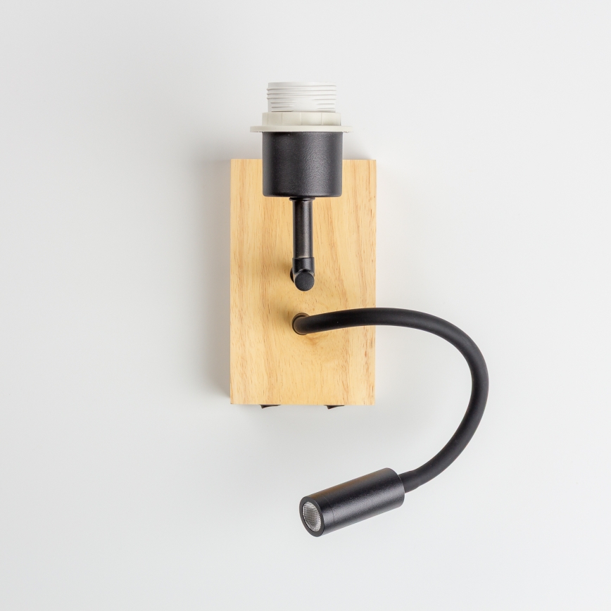 Brilagi - LED детска гъвкава настенна лампа BOBO WOOD 1xE27/25W/230V + LED/3W дъб/черен/бял/зайчета