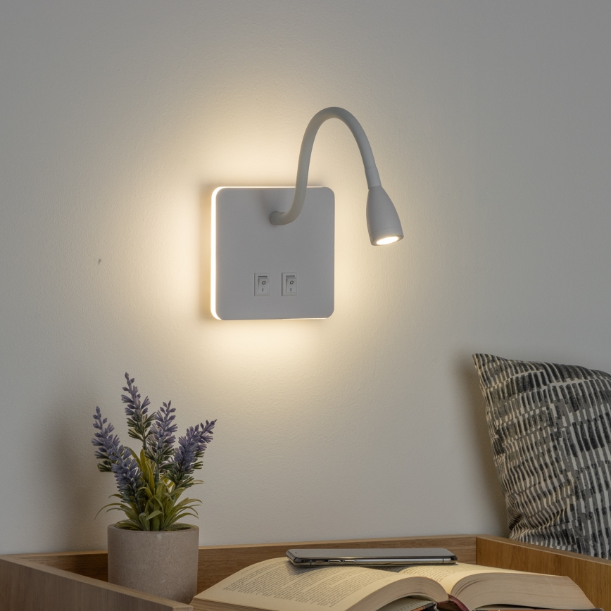 Brilagi - LED Гъвкав аплик MAYA Double LED/4W/230V + LED/3W бял