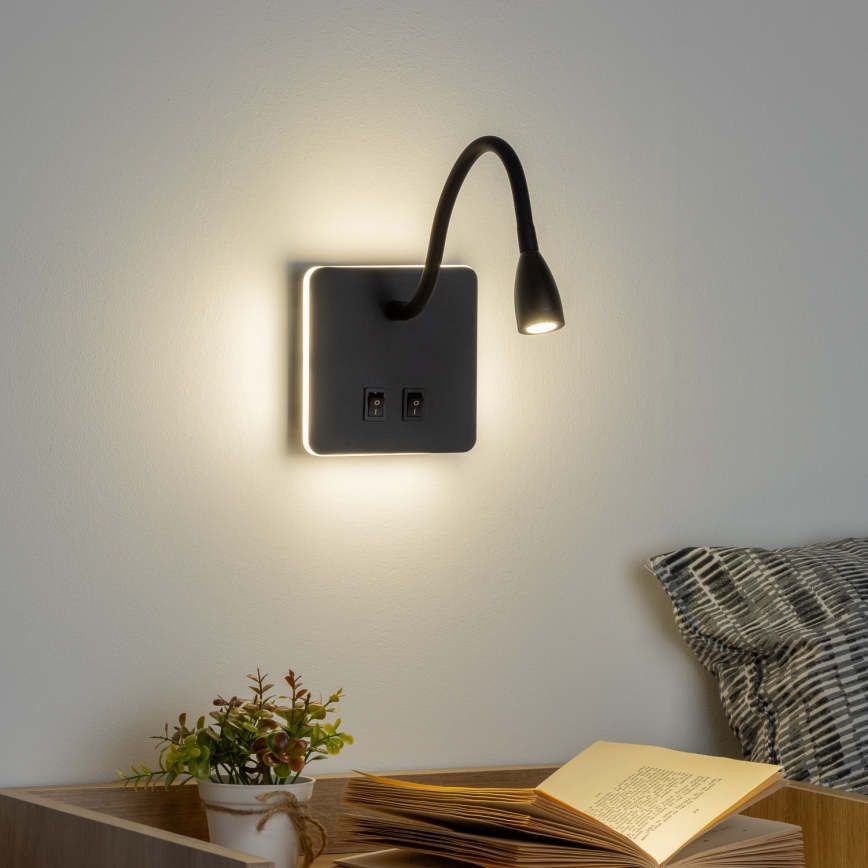 Brilagi - LED Гъвкав аплик MAYA Double LED/4W/230V + LED/3W черен