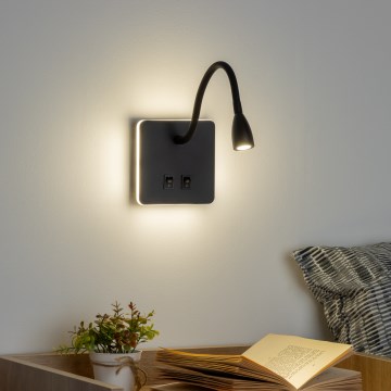 Brilagi - LED Гъвкав аплик MAYA Double LED/4W/230V + LED/3W черен